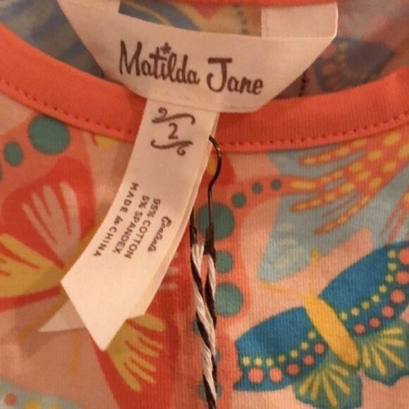NWT Matilda Jane Dress Short Sleeve Girls Size 2 Butterflies Pockets Stretchy - Picture 6 of 10